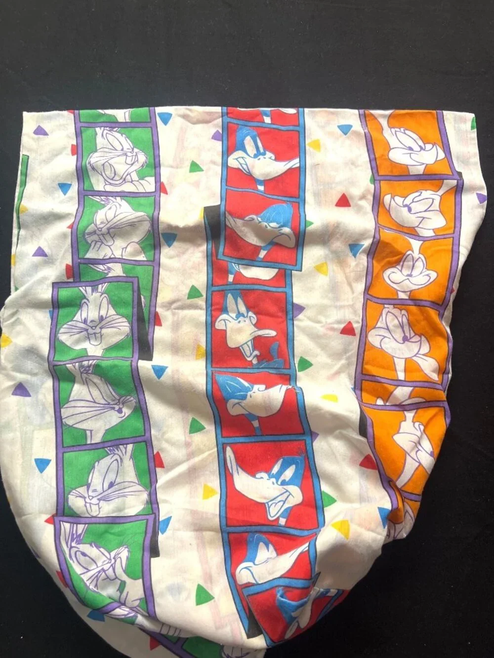 Vintage Looney Tunes Twin Fitted Bed Sheet Bugs Bunny Daffy Duck 1993
